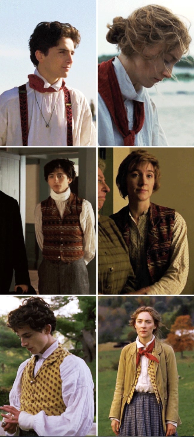 Examples of Jo and Laurie wearing each others clothing