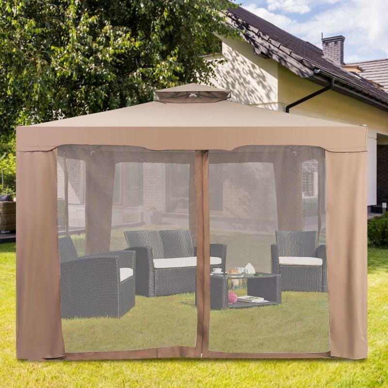 a canopy gazebo tent in brown