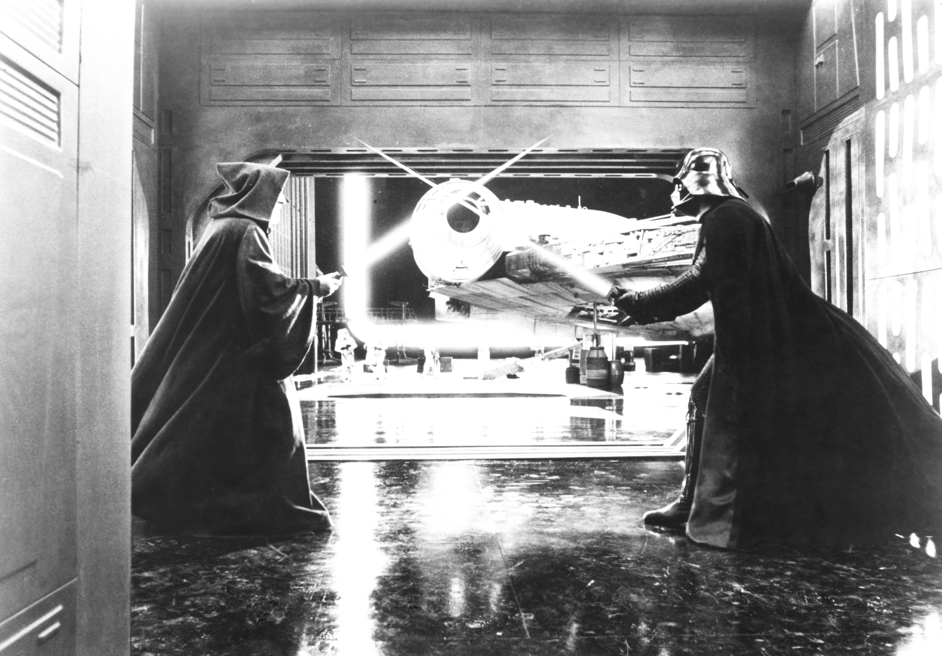 Obi-Wan and Darth Vader in a fight scene