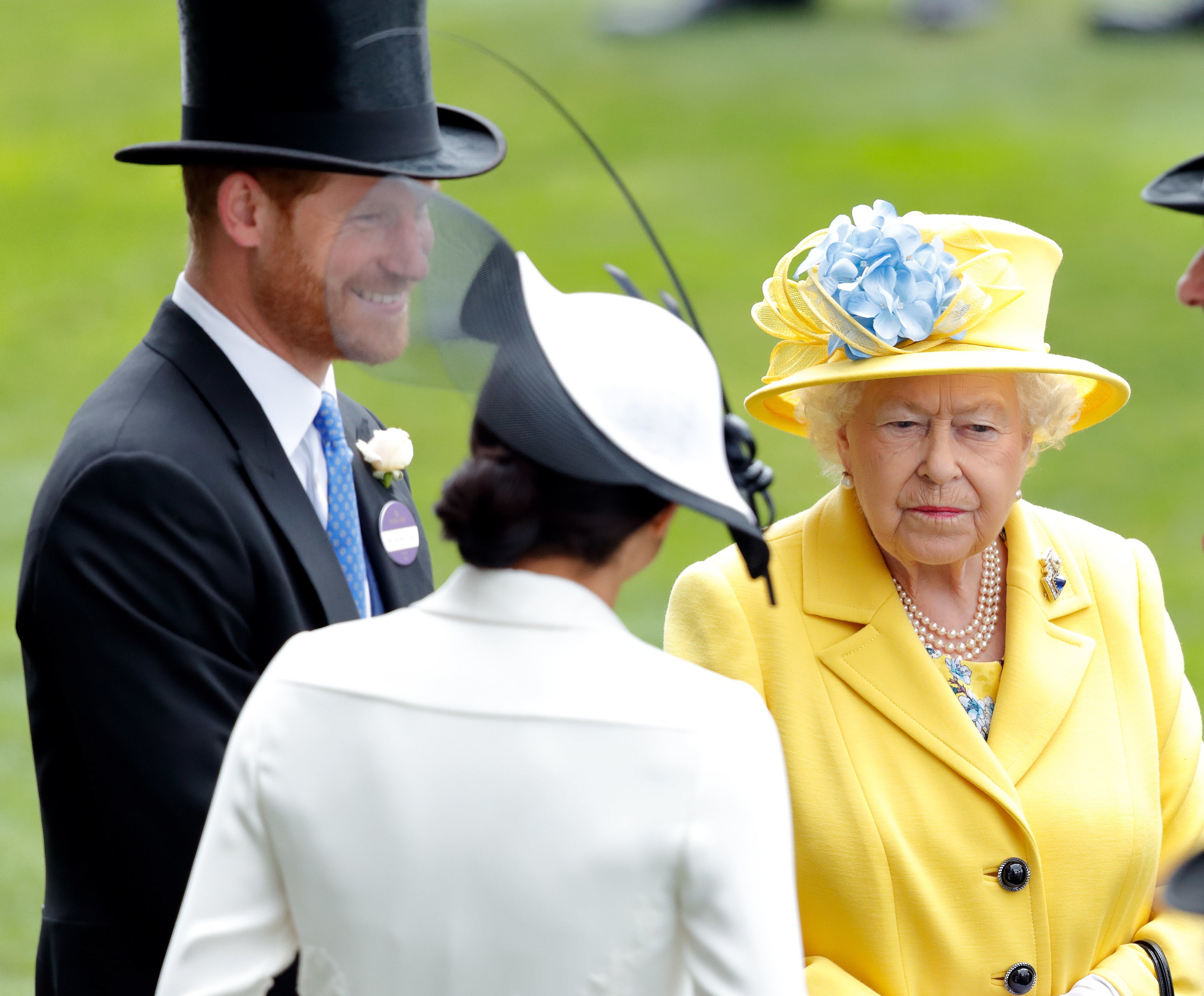 Meghan and Harry chat with the queen outside