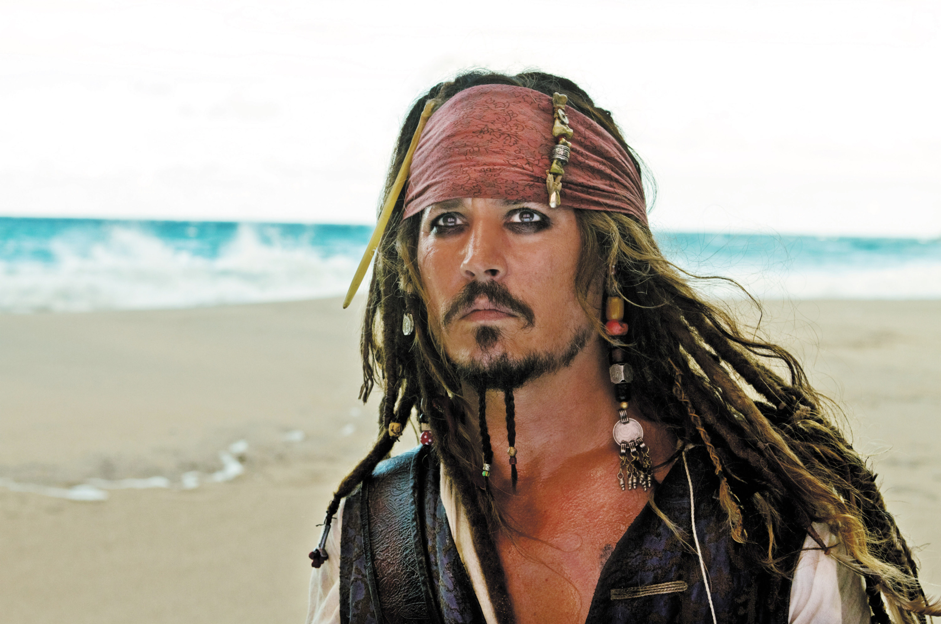 close up of Depp as Jack Sparrow