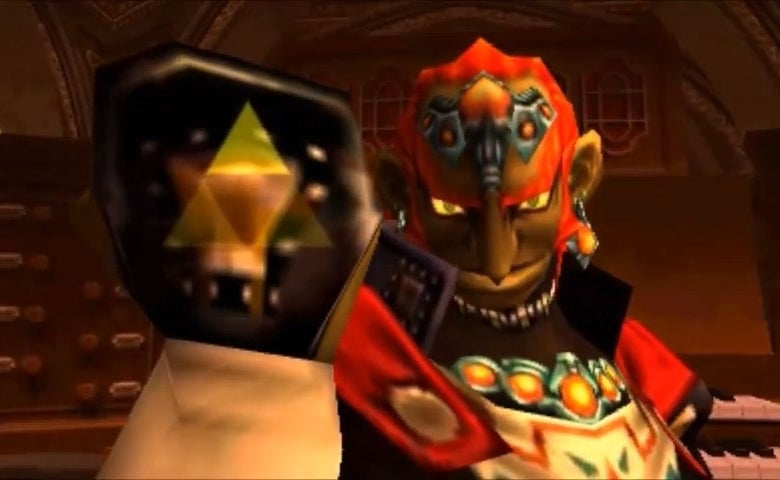 Ganondorf with the Triforce symbol on the back of his hand in &quot;The Legend of Zelda: Ocarina of Time&quot;
