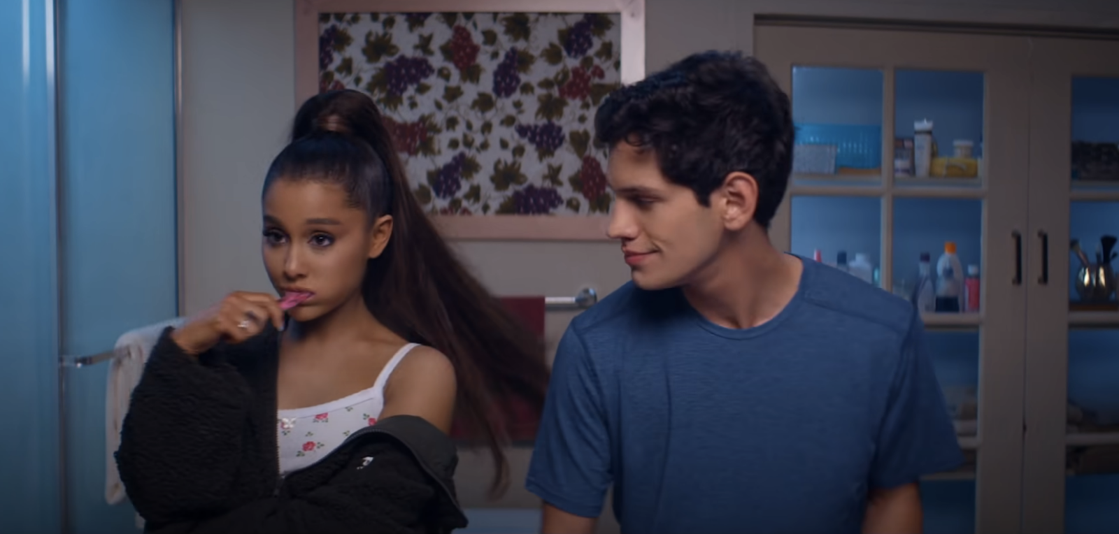 Ariana Grande and Matt Bennett recreating the &quot;Bring It On&quot; toothbrushing scene in the &quot;Thank U Next&quot; video