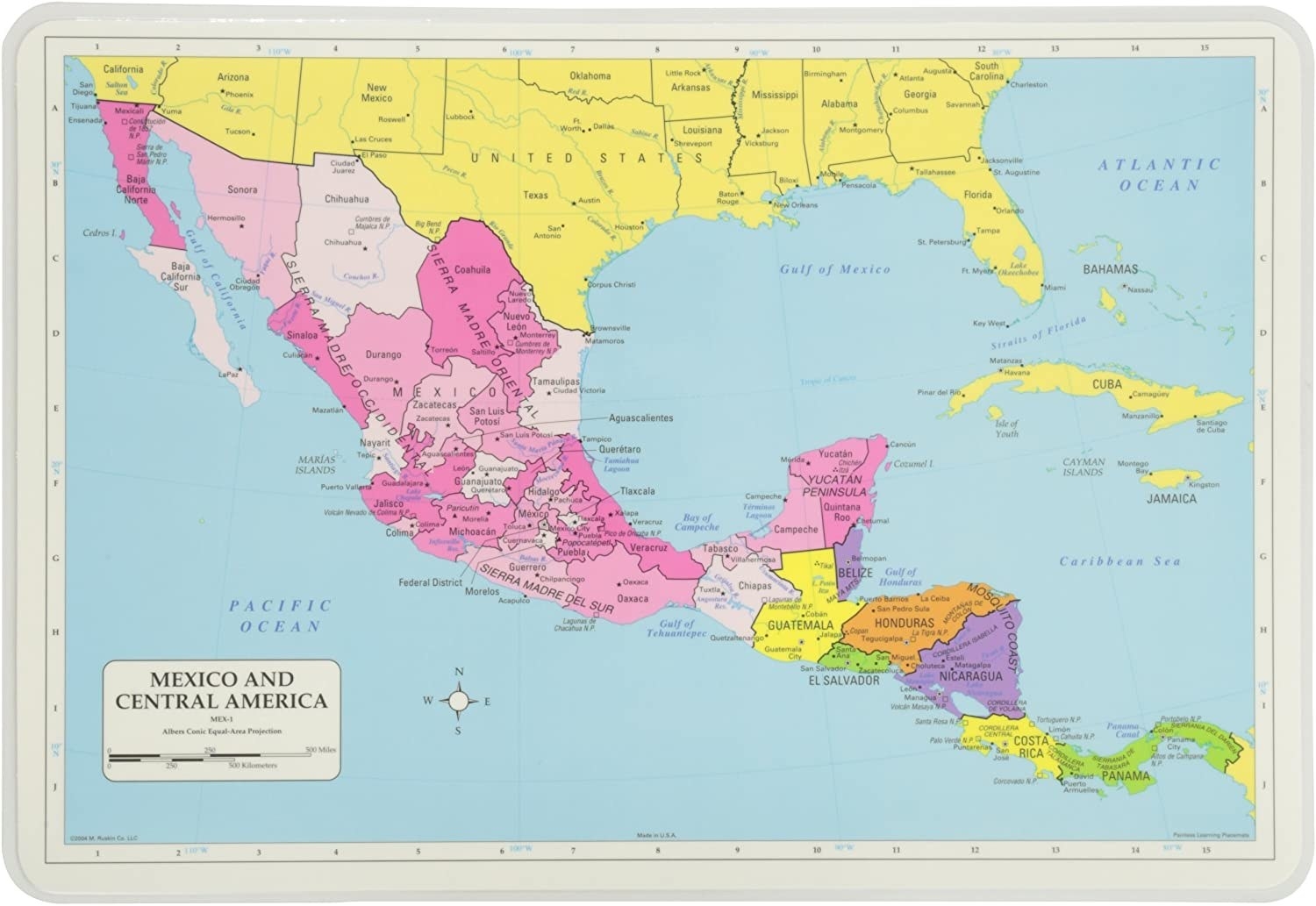 mantel individual con mapa de México