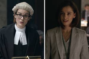 scenes from anatomy of a scandal: on the left- michelle dockery, on the right- naomi scott
