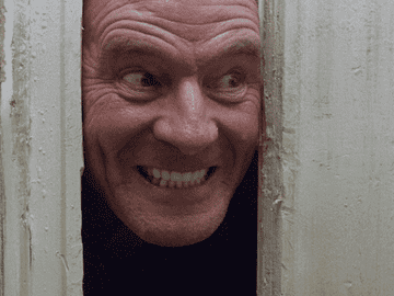 Bryan Cranston parodying The Shining in a commercial for Mountain Dew by sticking his head through a door and holding up a bottle of the soda