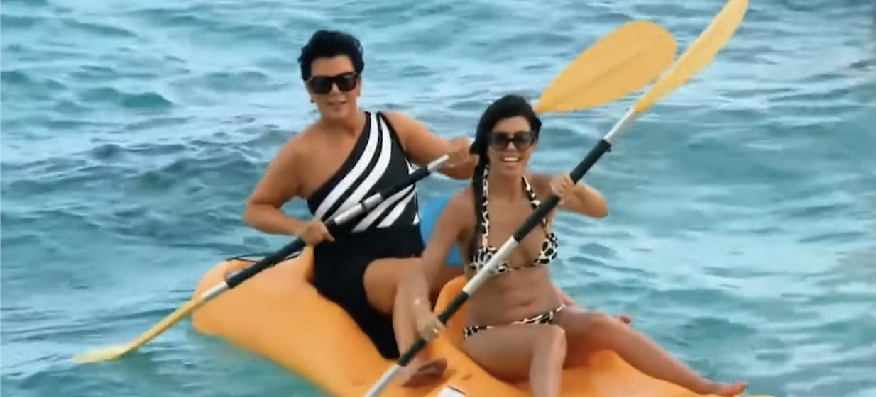 Kourtney and Kris on a kayak