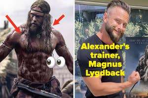 Alexander Skarsgard as a bloodied Viking and his trainer