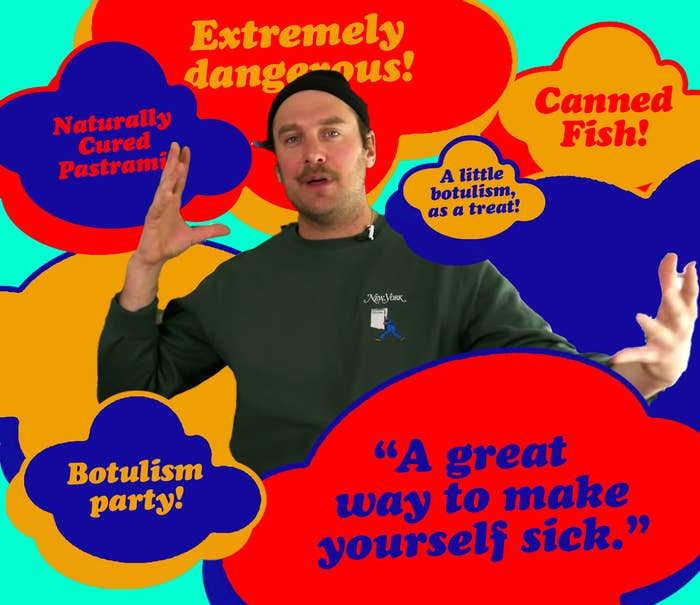 Brad Leone surrounded by comments about pastrami video