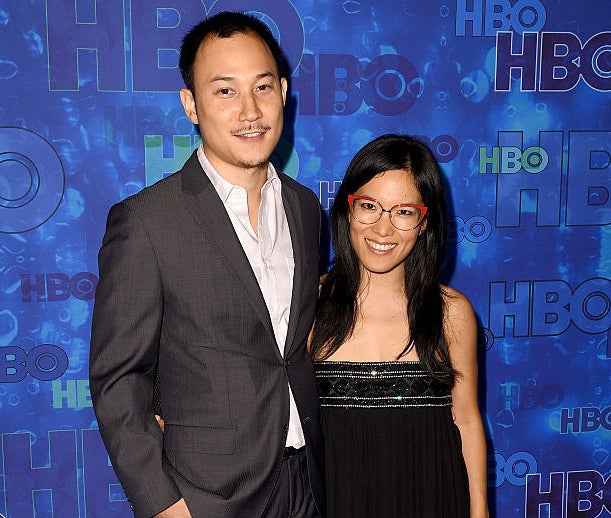 Ali Wong and Justin Hakuta with their arms around each other years ago