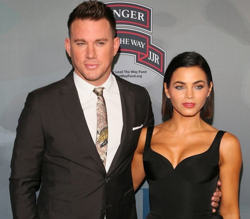 Channing Tatum and Jenna Dewan with their arms around each other