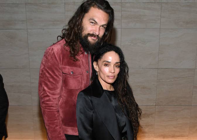Lisa Bonet and Jason Momoa standing together and posing for a photo