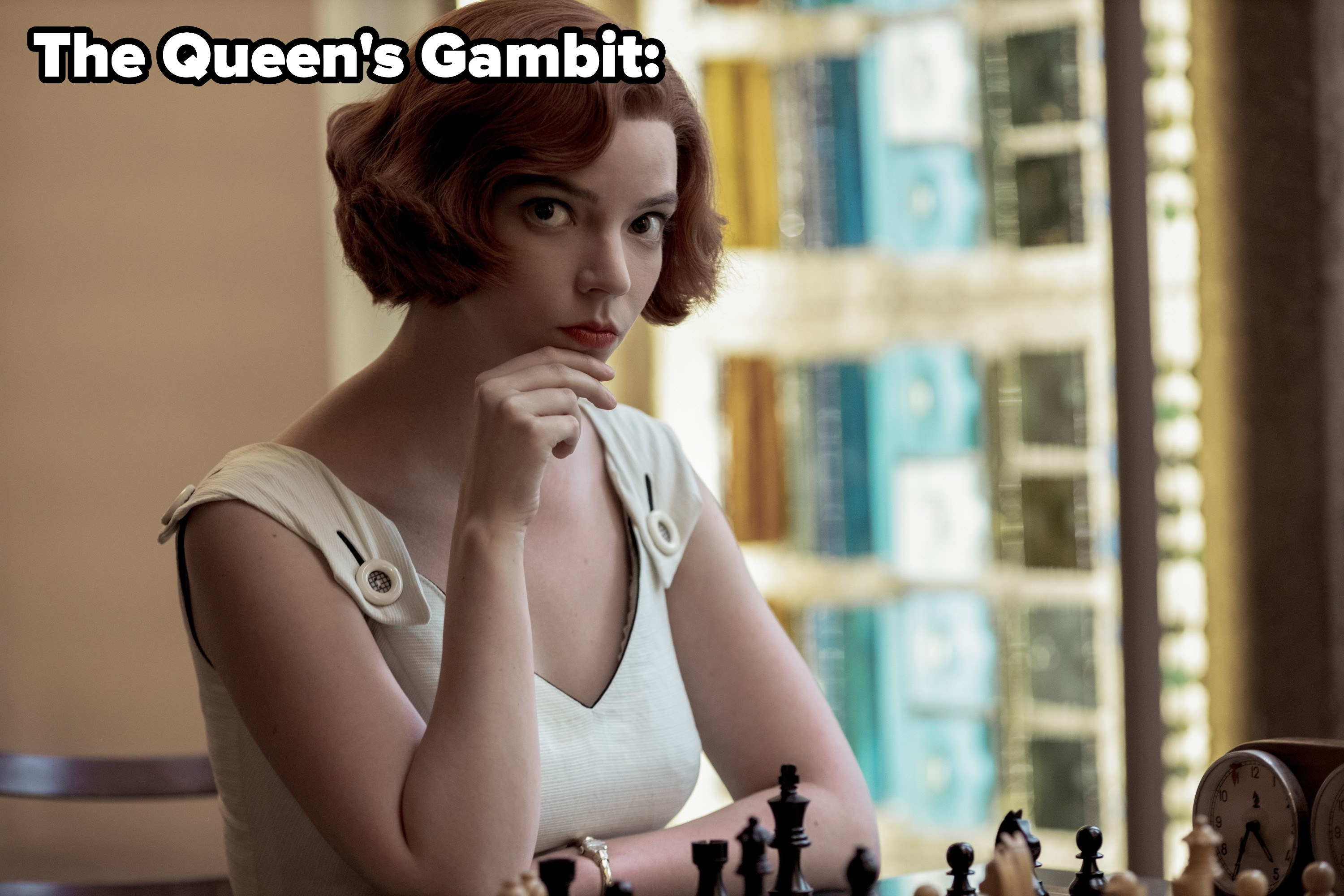 Anya playing chess in The Queen&#x27;s Gambit