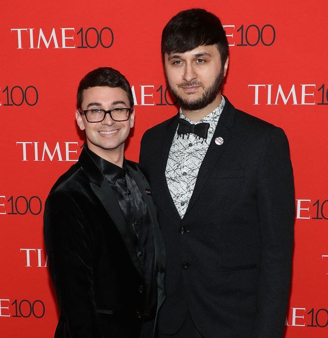 Christian Siriano and Brad Walsh standing together at a Time 100 event