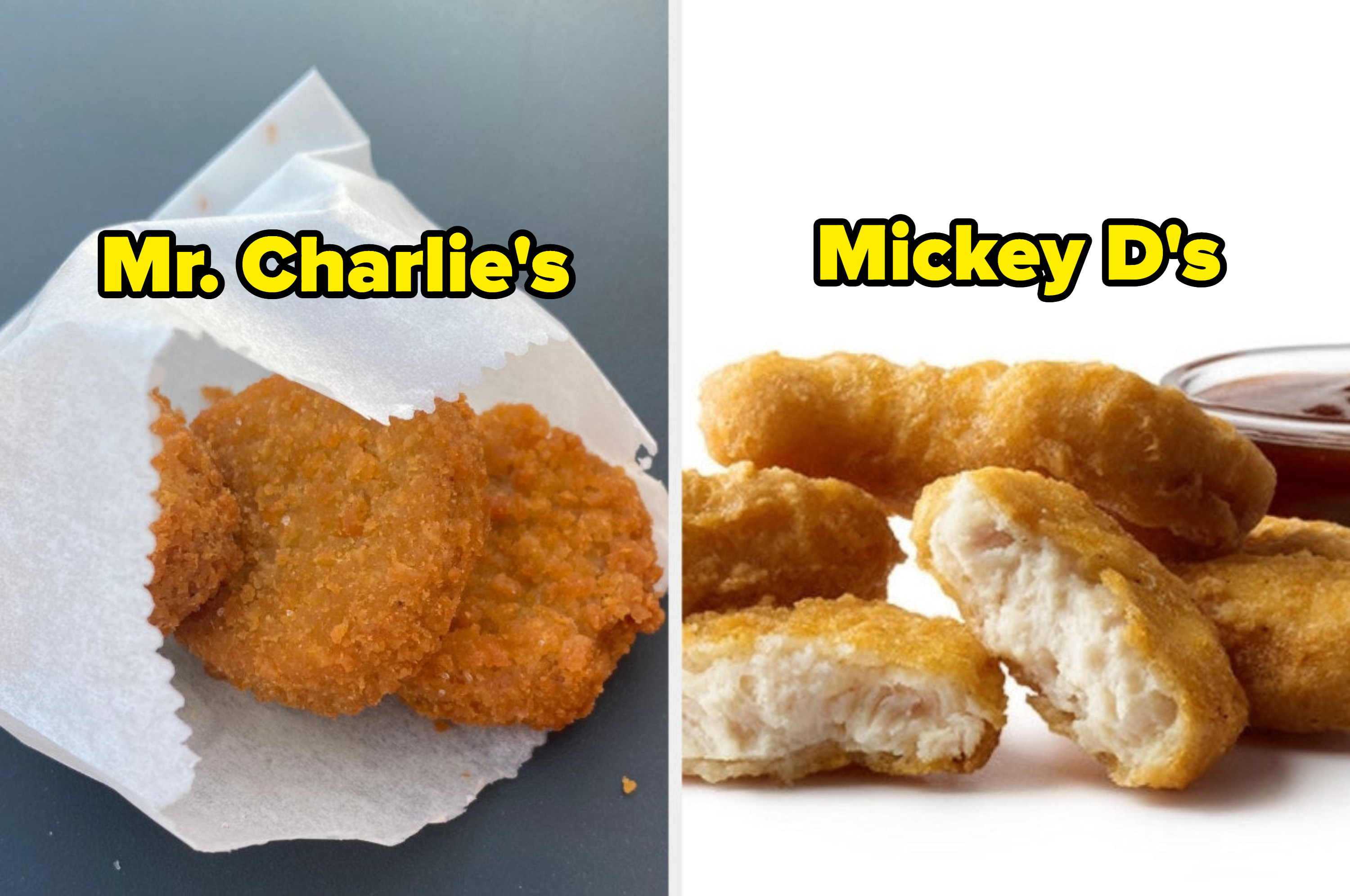 side by side of the nuggets from both places