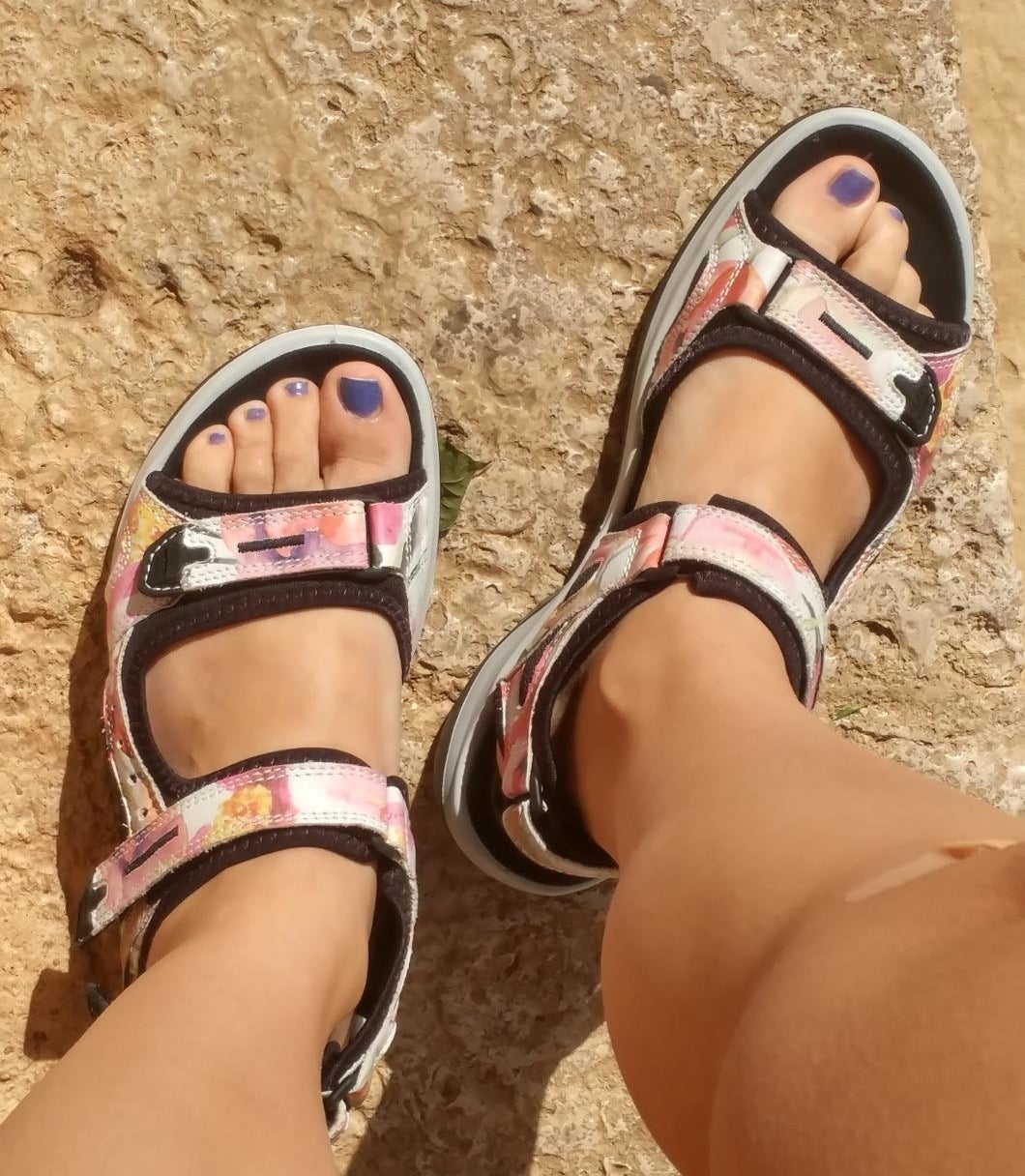 reviewer photo of colorful Ecco sandals with straps