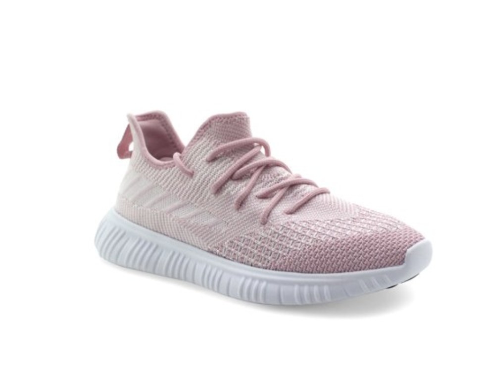A pair of pink sneakers