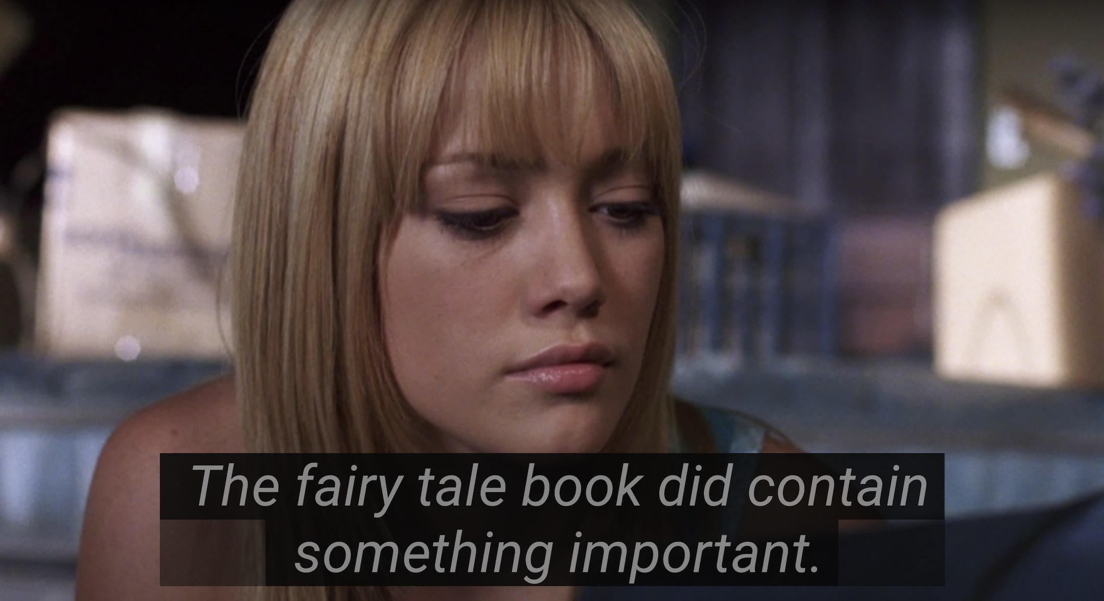 In voiceover, Sam says, the fairytale book did contain something important