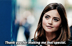 Jenna Coleman outside saying &quot;thank you for making me feel special&quot;