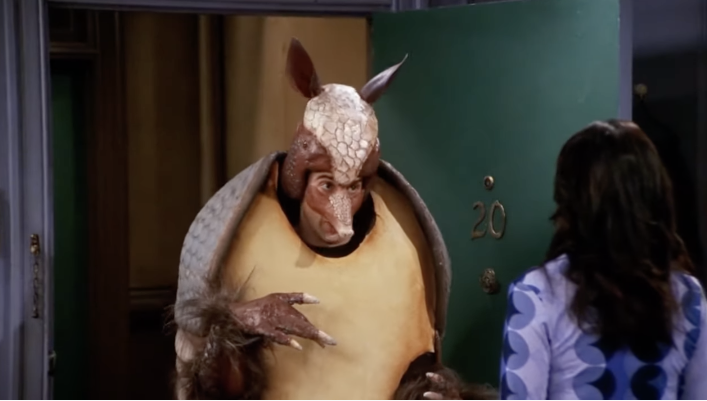 Ross dressed up as the holiday armadillo