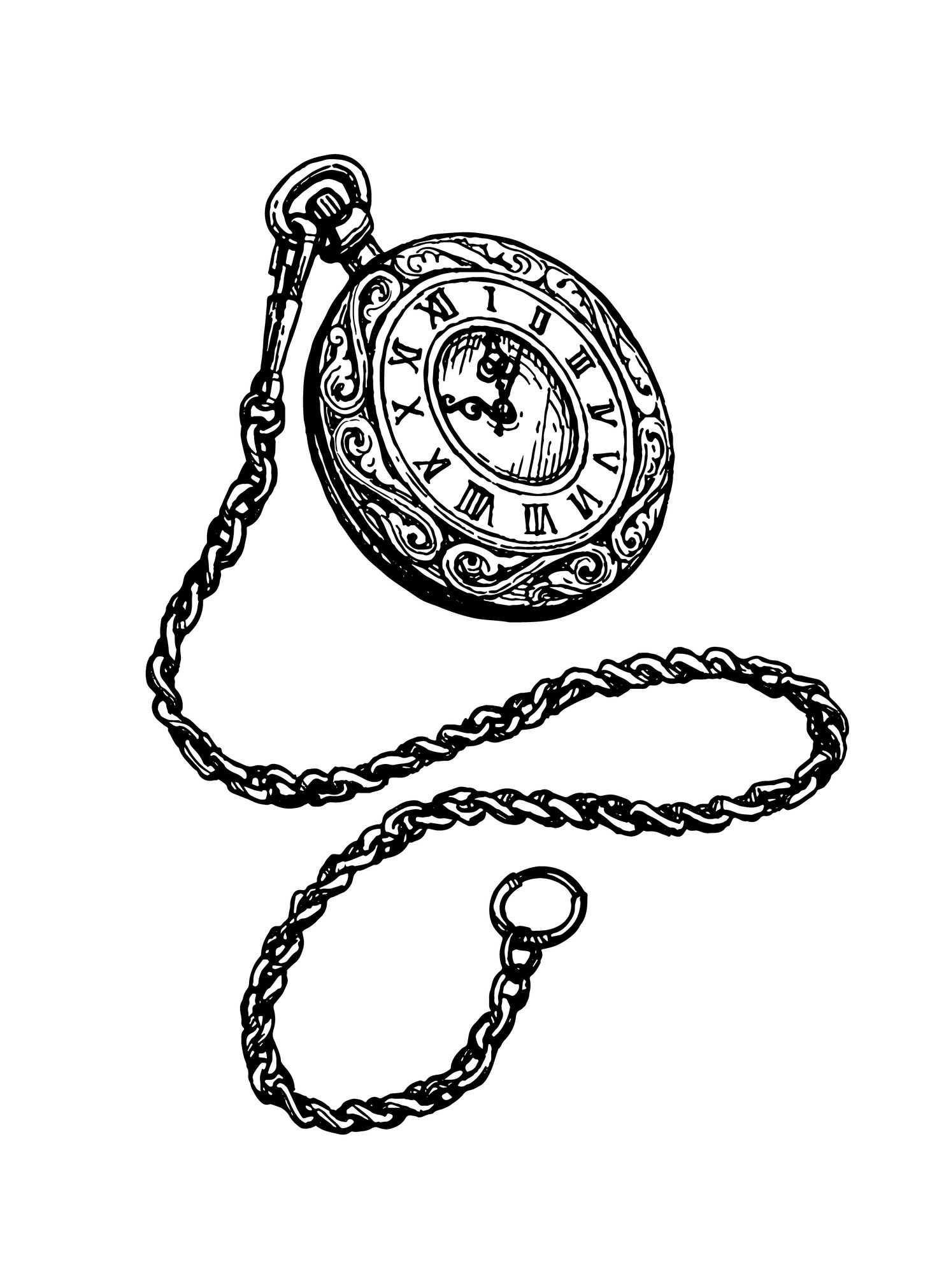 A tattoo design of a pocket watch