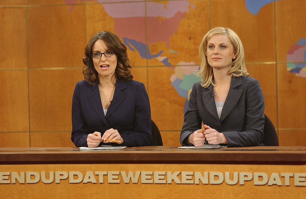 Tina Fey and Amy Poehler doing &quot;The Weekend Update&quot; on &quot;Saturday Night Live.&quot;