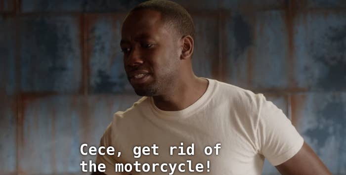 Winston saying, &quot;Cece, get rid of the motorcycle!&quot; on &quot;New Girl&quot;