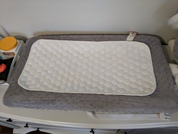 reviewer's photo of the the liner on the changing pad