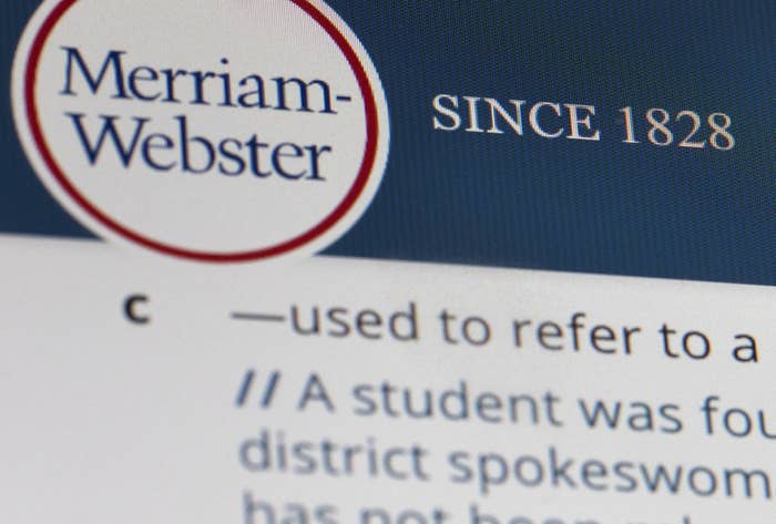 A close-up of the Merriam Webster logo