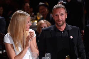 Gwyneth and Chris sit next to each other