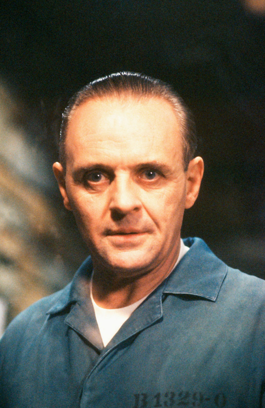 Anthony Hopkins looks menacingly into the camera