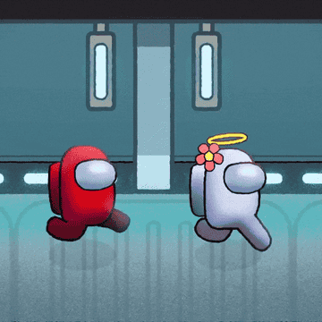 Two Among Us characters running in a hallway