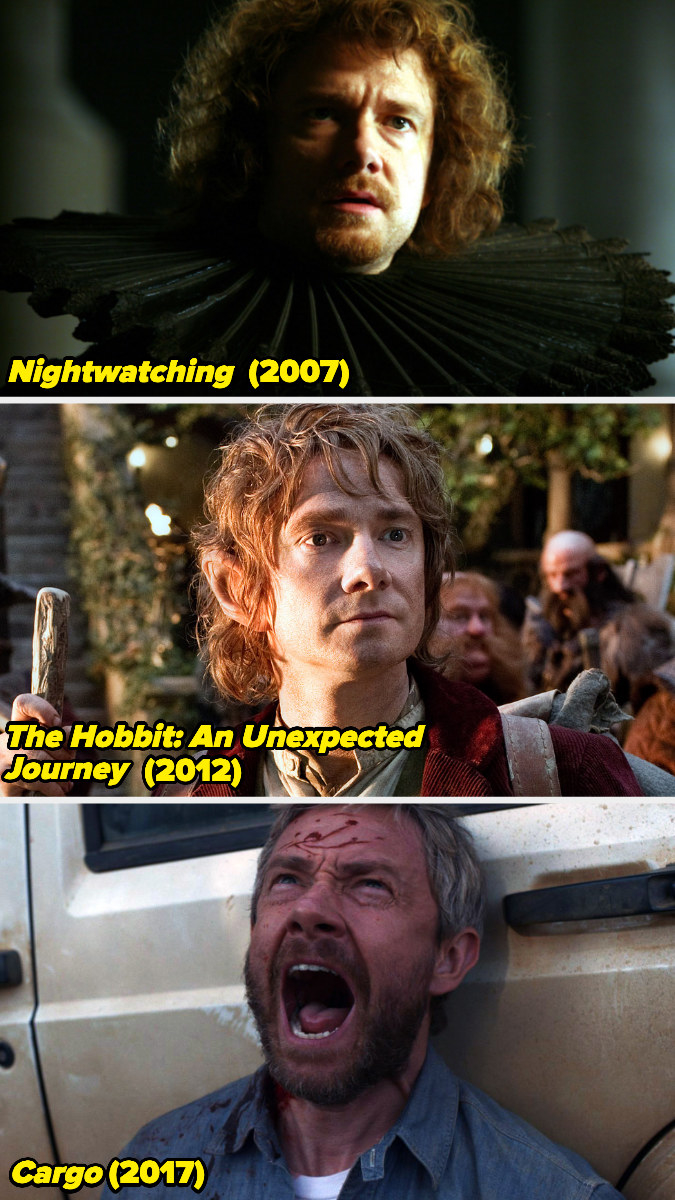 Stills of Martin Freeman in &quot;Nightwatching,&quot; &quot;The Hobbit: An Unexpected Journey,&quot; and &quot;Cargo.&quot;