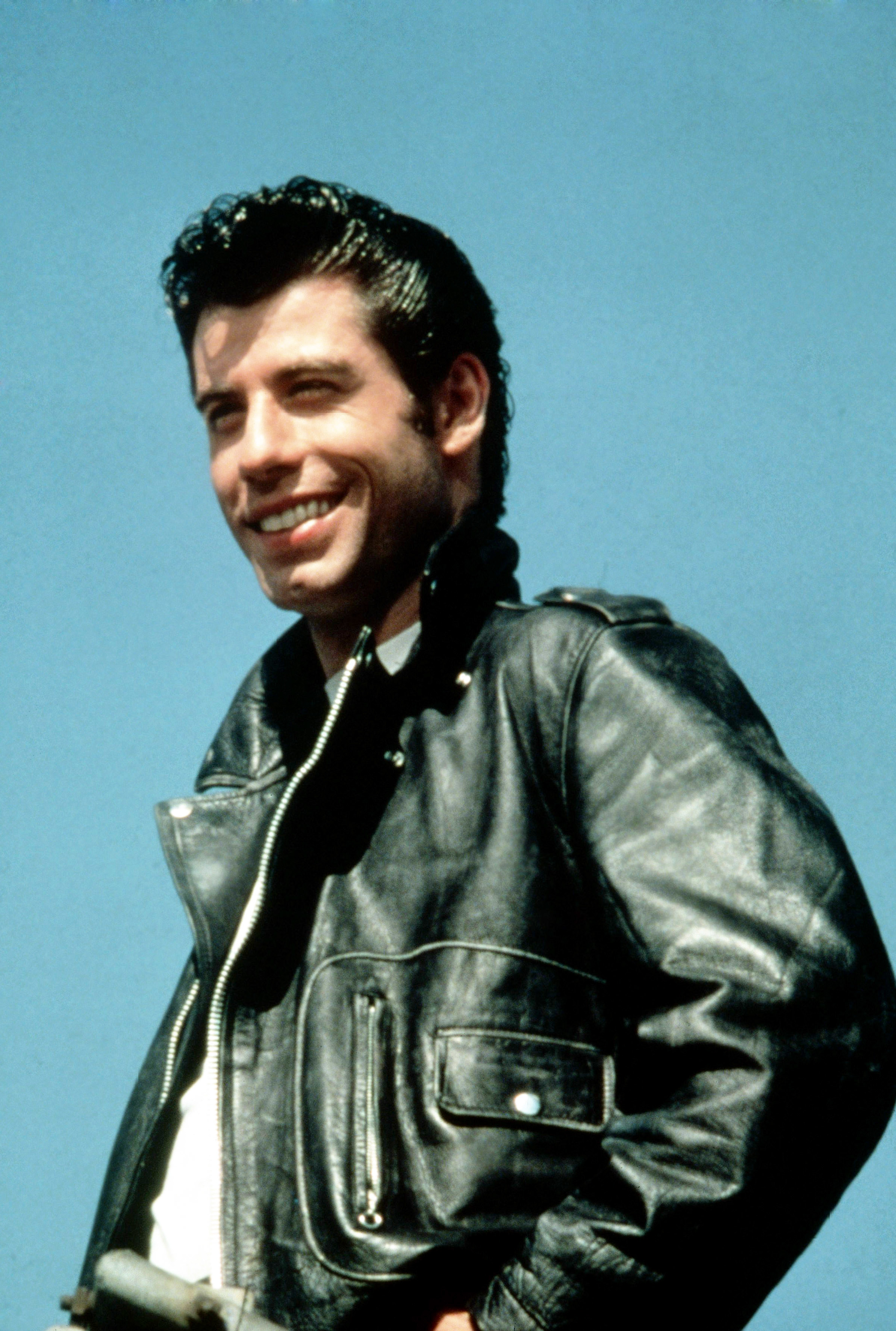 Danny in a leather jacket in &quot;Grease&quot;