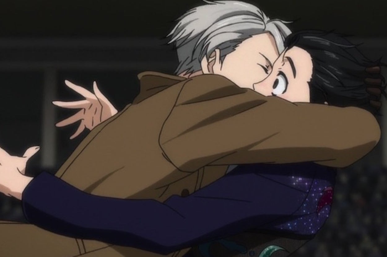 two animated men kiss