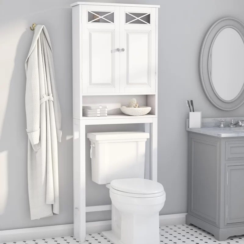 A white over the toilet organizer