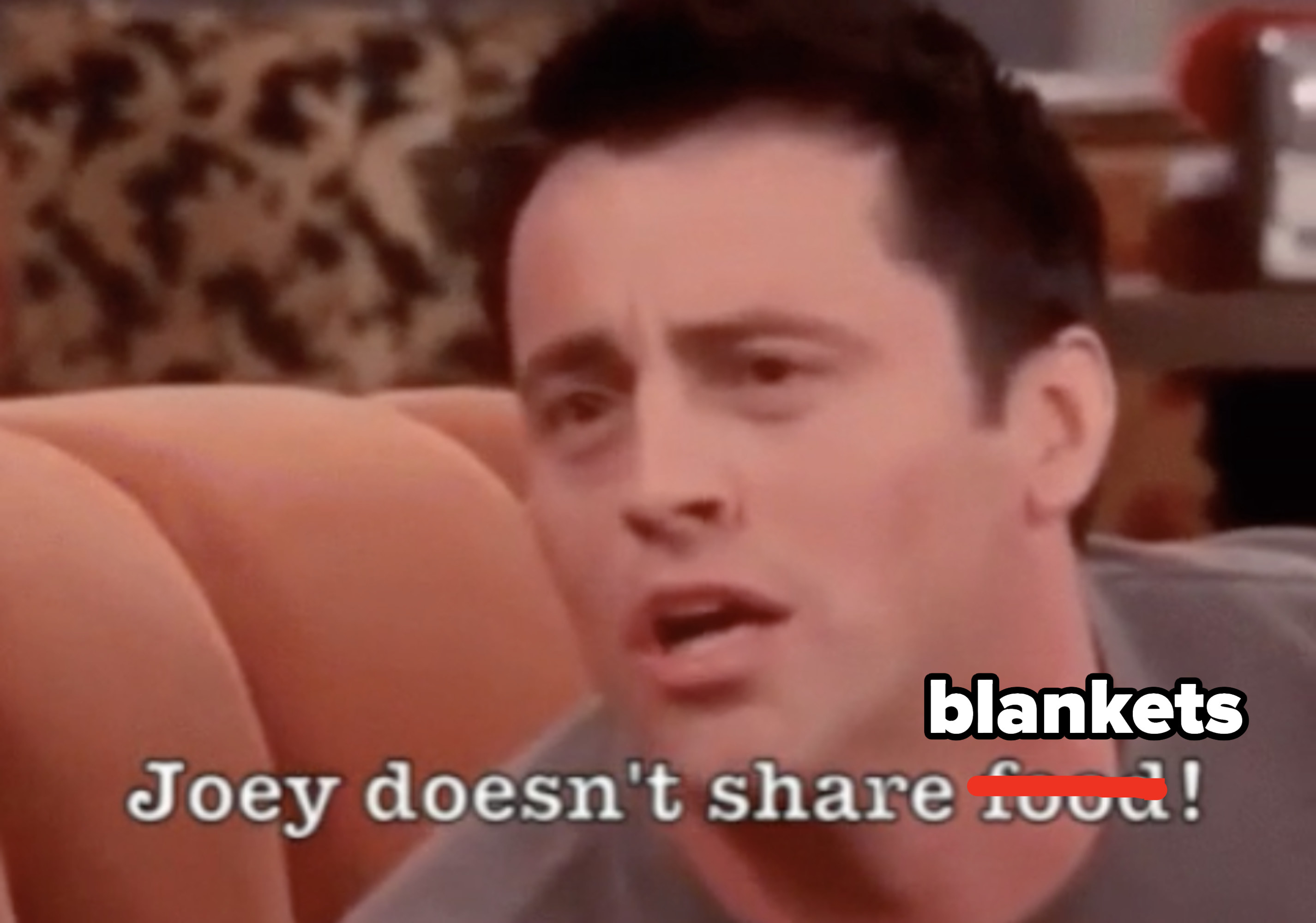 Joey from friends edited to say he doesn&#x27;t share blankets instead of food