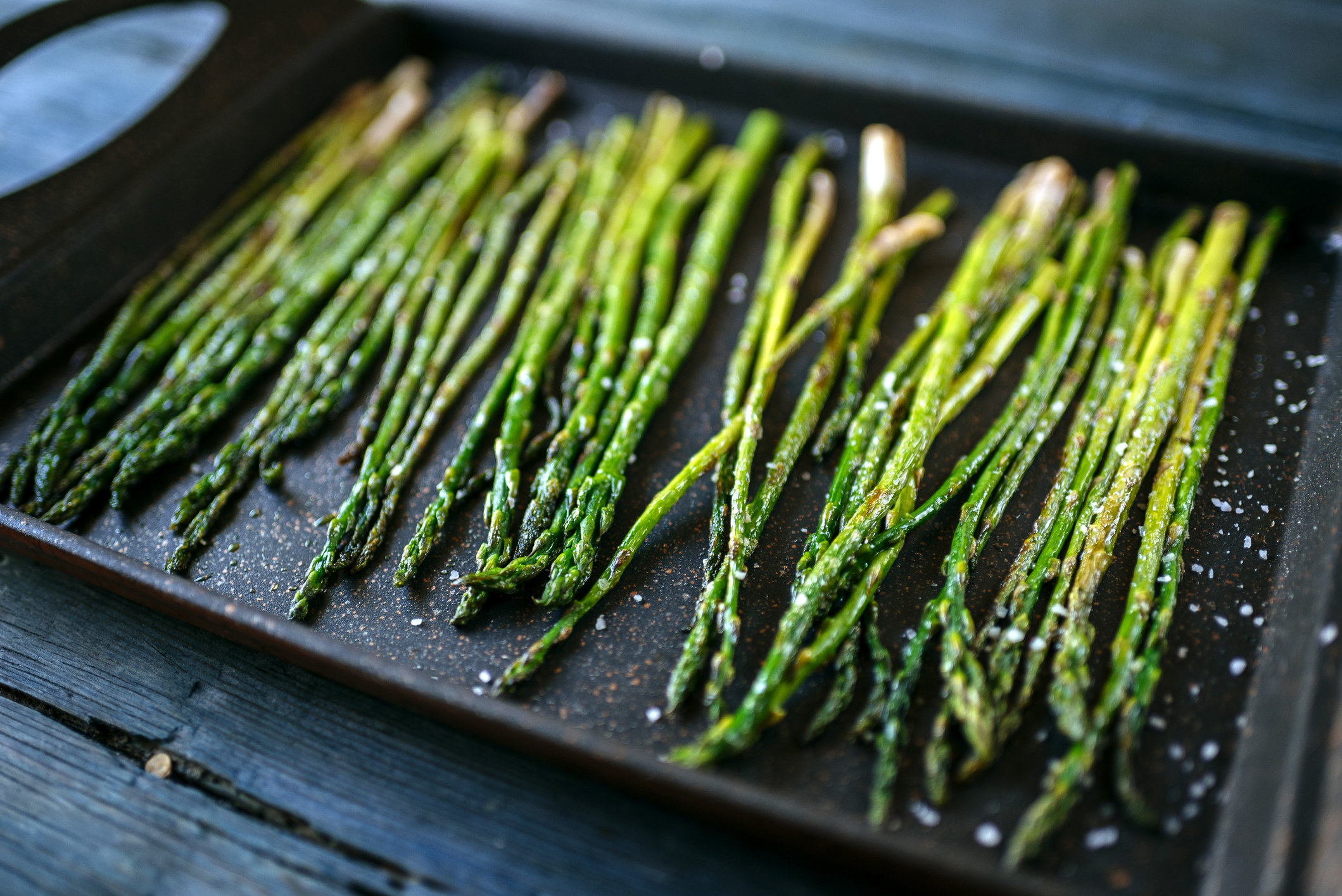 Roasted asparagus on a sheet pan