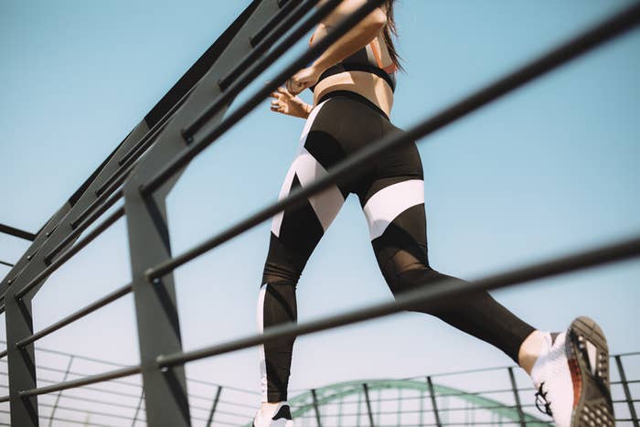 A woman in nice leggings running