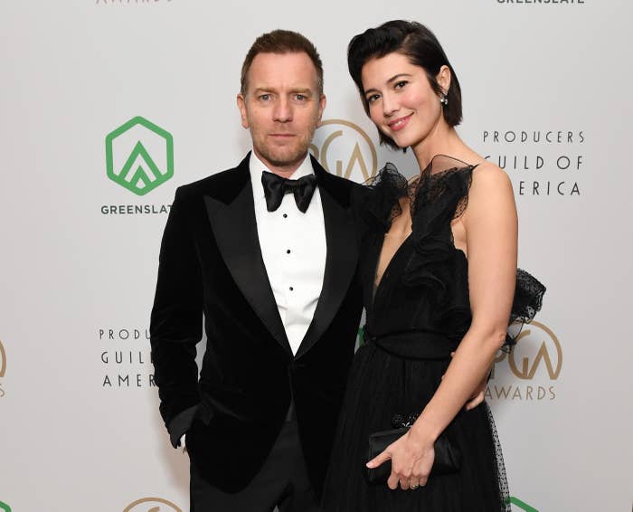 Ewan and Mary pose for a photo at the Producers Guild Awards