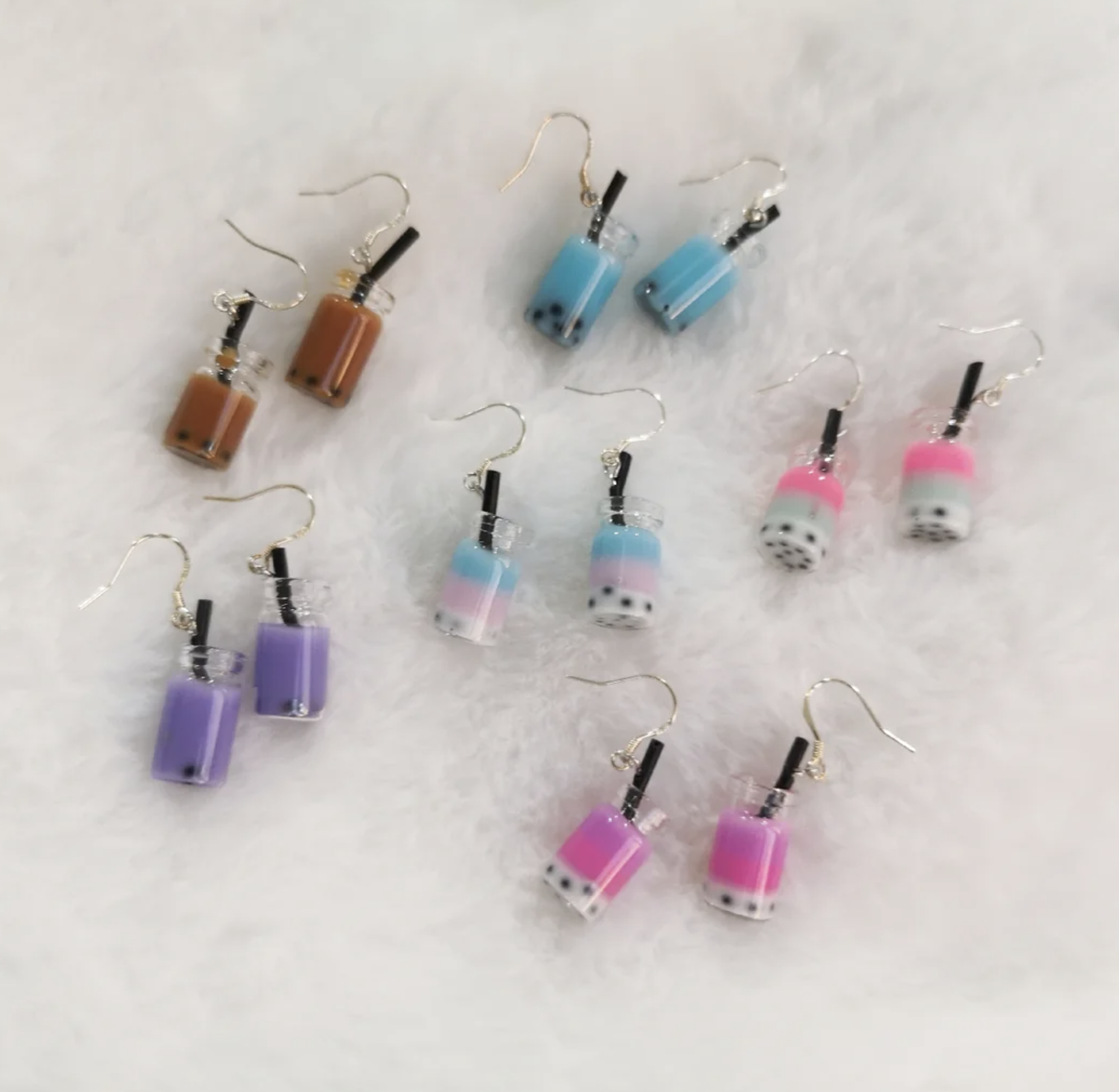 The earrings in various colors