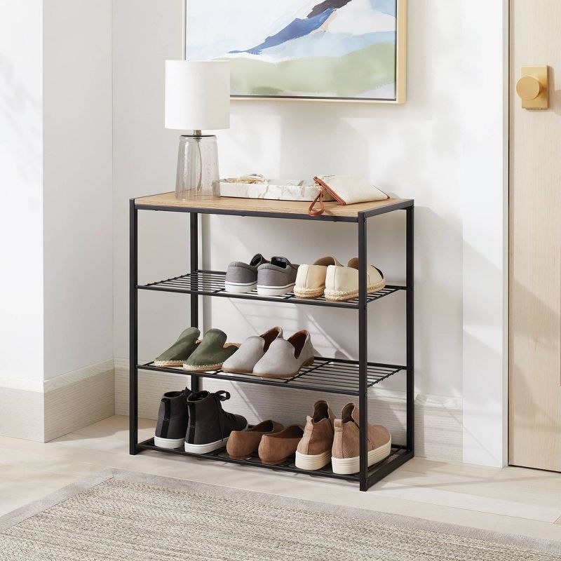 the ten tier steel shoe rack for thirty pairs of shoes