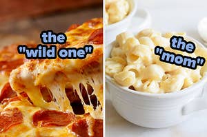 pizza and mac n cheese