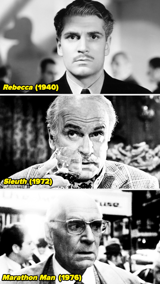 Stills of Laurence Olivier in &quot;Rebecca,&quot; &quot;Sleuth,&quot; and &quot;Marathon Man.&quot;