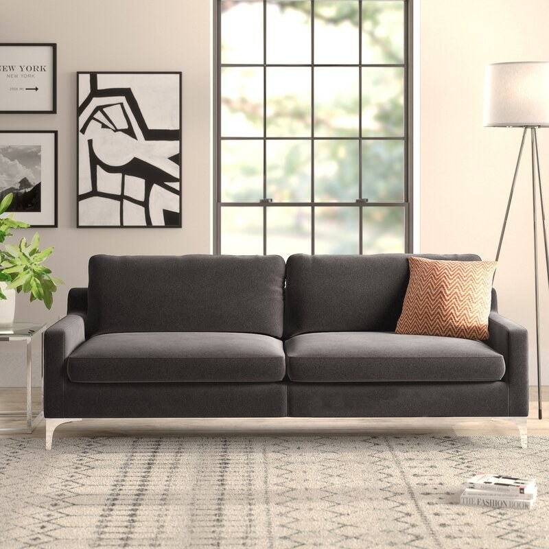 the sofa in dark gray
