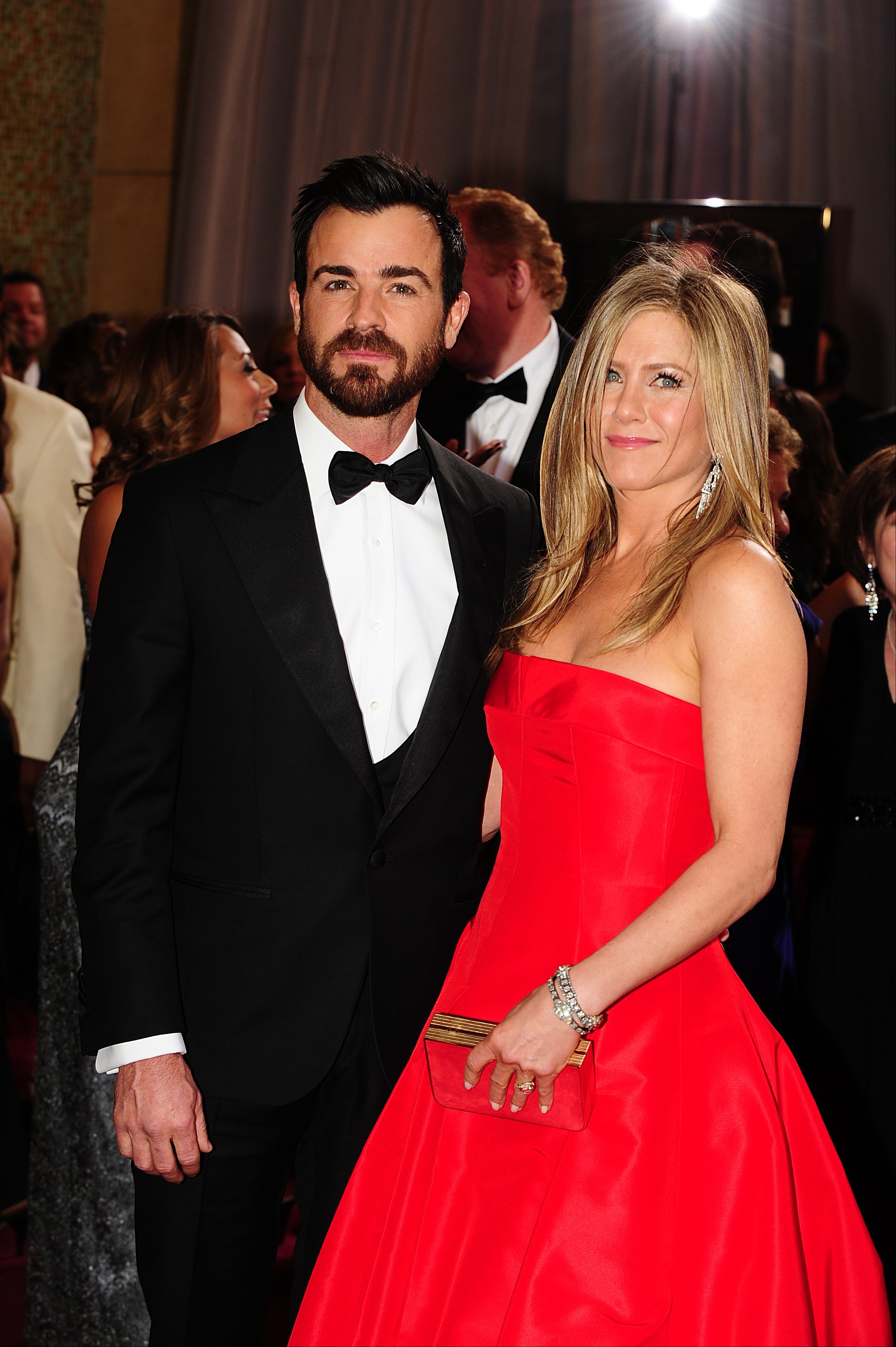 Justin Theroux and Jennifer Aniston arriving for the 85th Academy Awards