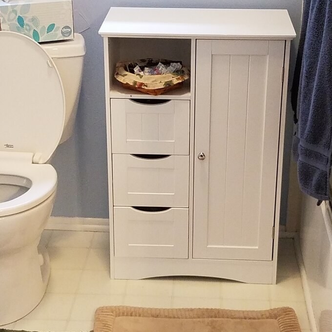 White bathroom storage cabinet