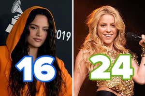 Rosalia with the number "16" and Shakira with the number "24"
