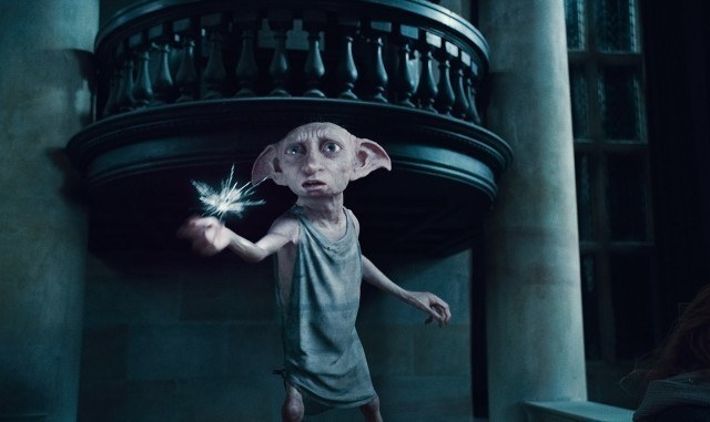 Dobby the house elf clicking his fingers, with sparks coming out