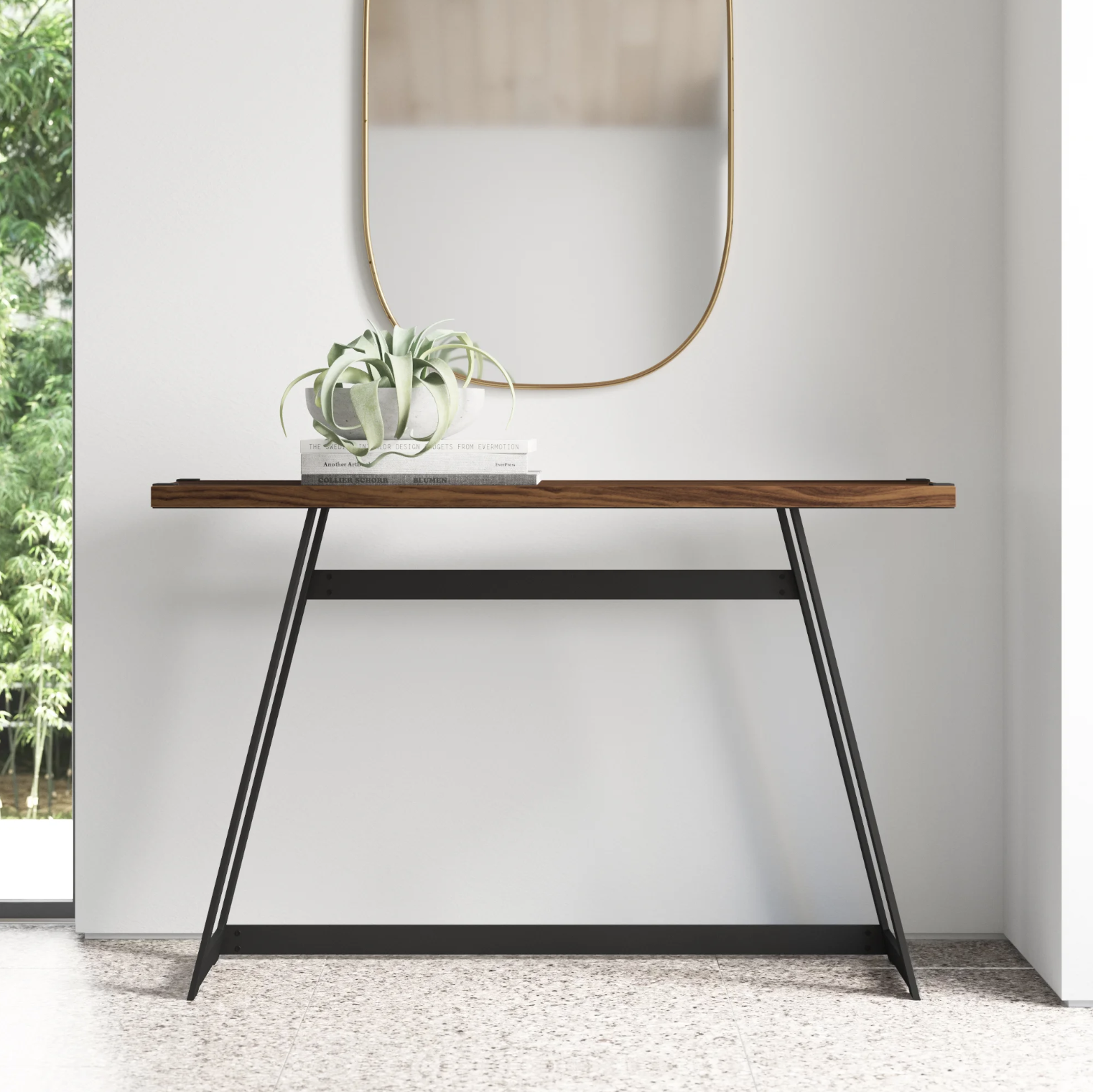 The console table with a mirror hung above it